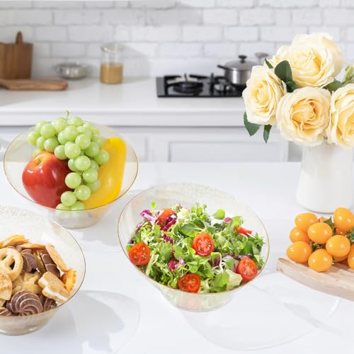 Gold Glitter Plastic Serving Bowls - 20oz Disposable Snack & Fruit Bowls, Set of 12