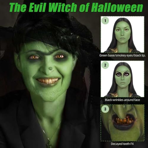 Halloween Witch Makeup Kit - SFX Character Set with Face Paint & Prosthetics - Variation of Witch Makeup Kit