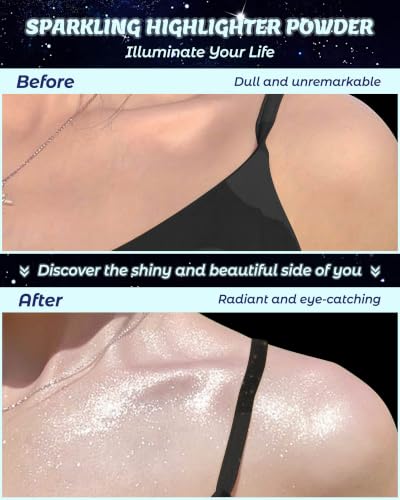 White Glitter Air Cushion Highlighter Powder for Face, Eyes, Body & Hair - Easy-Use Contour & Brighten
