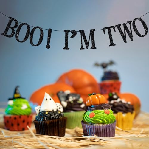 Halloween Second Birthday Banner - Boo I'm Two Spooky Party Decorations