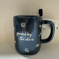 Celestial Zodiac Mug - Black Ceramic Tea Cup with Gold Stars - Astrology Gift