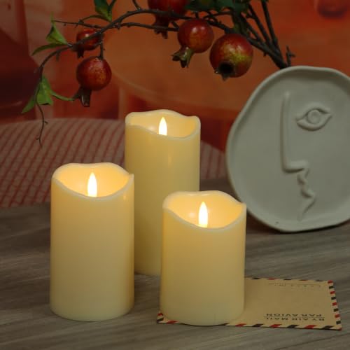 Flameless Pillar Candles with Timer - 3 Pack, 3" x 4/5/6"