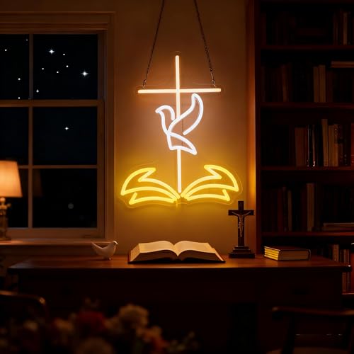 Jesus Cross LED Neon Sign Wall Decor for Christian Homes & Easter - Faith Gift