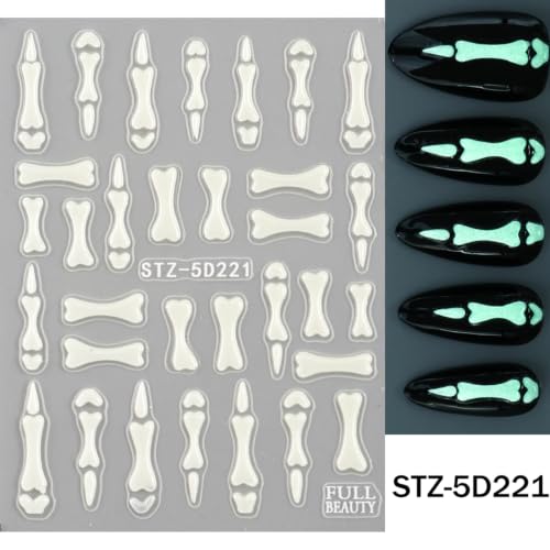 Halloween Skeleton Bone Nail Art Stickers - 2 Style Self-Adhesive Gothic Decals