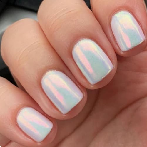 Orange Pearl Chrome Nail Powder - Rainbow Nail Glitter for Gel Nails - M