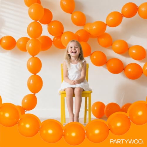 PartyWoo Orange Linking Balloons 6 Inch 100pcs for Party Decorations - Variation Y9