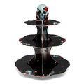 Halloween Skeleton Cupcake Stand Black and Red Gothic Party Decor
