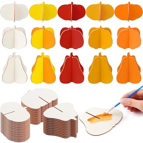 Solid Wooden Pumpkin Crafts Kit - 4.7 Inch Fall Thanksgiving Decor