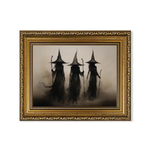 Gothic Wall Art - Three Witches Halloween Canvas 8x10 in - Variation of Gothic