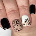 Autumn Press On Nails Short Square Fake Nails Leopard Pumpkin Design - Style 37