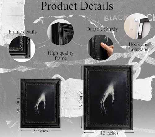 Clawed Hand Gothic Wall Art - Framed Vampire Poster 11x9in Dark Decor