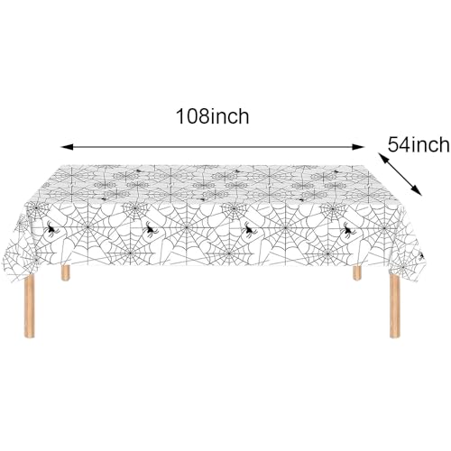 Halloween Tablecloth - 2pcs White Spider Web Disposable 108x54in Spill-Proof Decor
