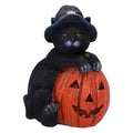 Black Cat Halloween Figurine - Hand-Painted Resin Halloween Decor, Collectible Cat Gift