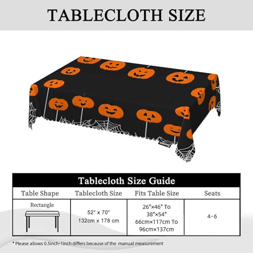 Halloween Pumpkin 52x70 Inch Oblong Tablecloth - Spiders & Web Farmhouse Decor