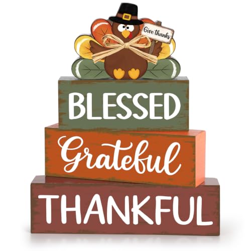Large Green Wooden Thanksgiving Turkey Decor Set - Rustic Fall Centerpieces