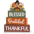 Large Green Wooden Thanksgiving Turkey Decor Set - Rustic Fall Centerpieces