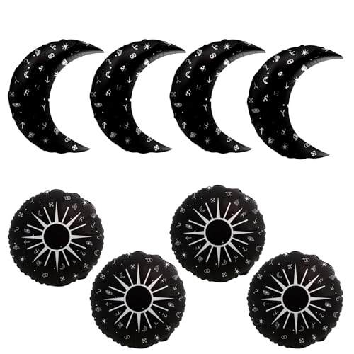 Halloween Decorative Witch Broom Balloon with Flying Bats - Black Mini Sun & Moon Variation