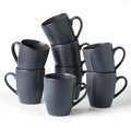Charcoal Famiware 8-Piece Coffee Mug Set - 13 oz Ceramic Stoneware Cups