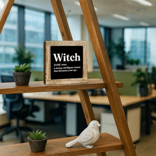 Halloween Witch Definition Wooden Sign - Farmhouse Fall Decor, 5.9x5.9 Inches - Halloween 11 Variation