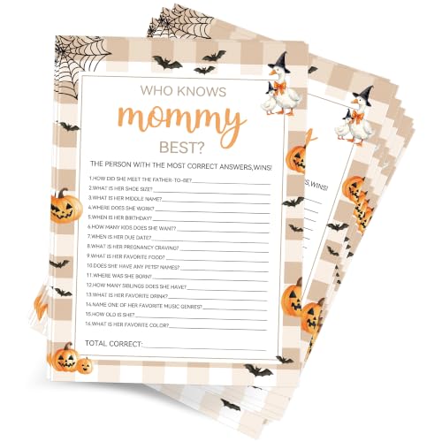 Gender Reveal Who Knows Mommy Best Halloween Baby Shower Game Set - Halloween Goose Variation