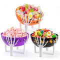 Halloween Candy Bowl Set - 10 Inch Large Plastic Trick or Treat Baskets with Holder - White