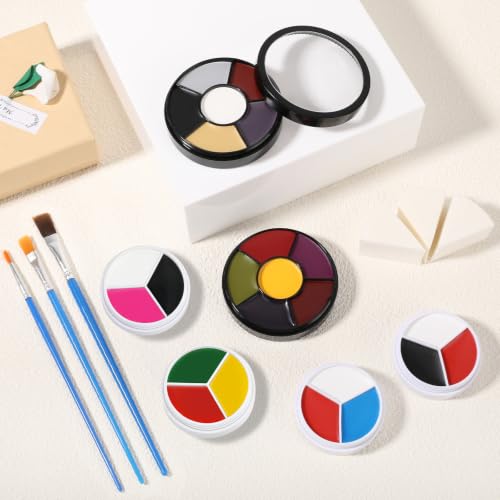 Face & Body Paint Kit 3 Colors with Sponges & Brushes - Set 06