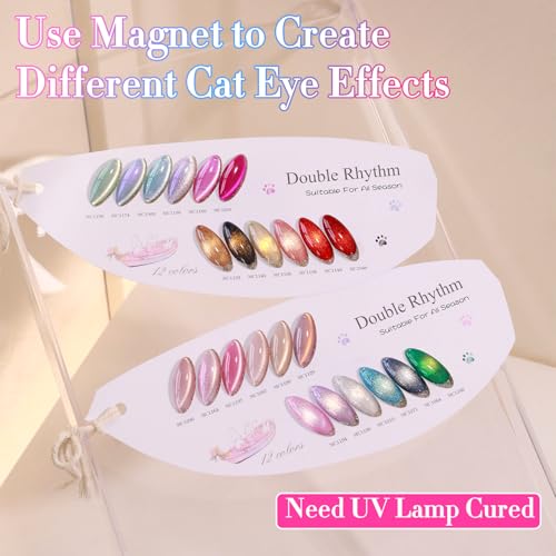 Cat Eye Gel Nail Polish Set - Silver, 28-Pieces, Magnetic Effect, Same Bottle
