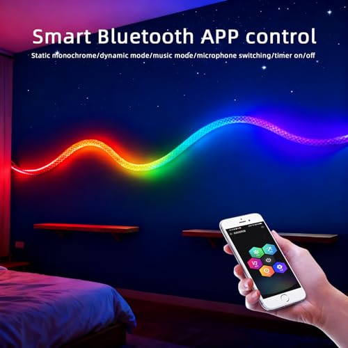 9.84FT LED Neon Woven Light Strip with App Control & Music Sync - Waterproof RGB RGB for Home & Party Decor