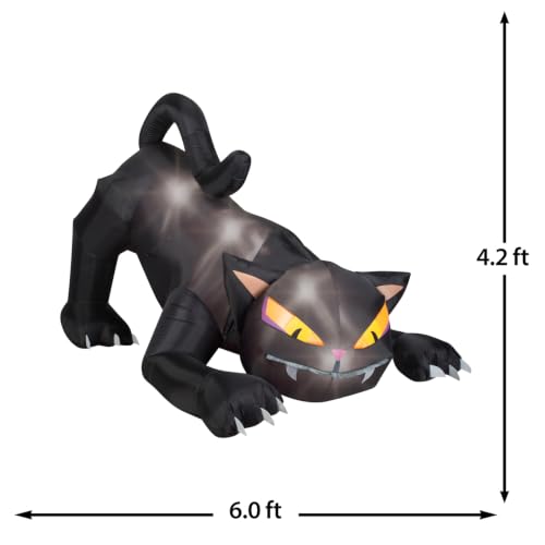6FT Inflatable Black Cat Halloween Decor with LEDs, Outdoor Indoor Yard Display