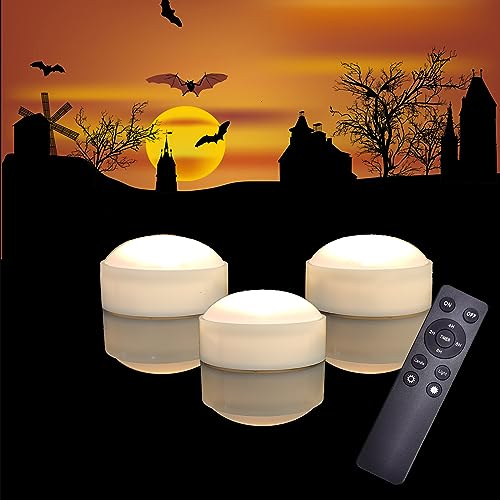 White Halloween Pumpkin Lights 3 Pack with Remote & Timer - Indoor Outdoor Decor