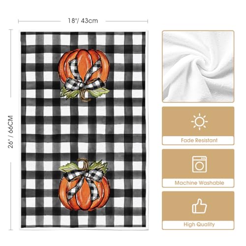Hello Pumpkin Kitchen Towels Set of 4 – Fall Decor Dish Cloths 18x26 Inch