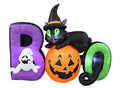 6 Ft Lighted Halloween Inflatable Black Cat with Ghost and Pumpkin Scene