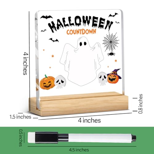 Halloween Countdown Acrylic Sign with Stand - Ghost Pumpkin Spider 4x4 Inch Holiday Decor - Variation of THIS listing