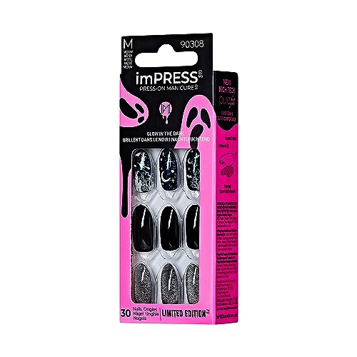 Bewitching Halloween Blue Almond Press-On Manicure - Medium Length, Chip & Smudge Proof