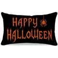 Happy Halloween Throw Pillow Cover 12x20 - Spider Orange & Black - Black Orange Variation