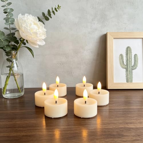 12 Pack Flameless LED Tea Lights with Black Wick, Battery Operated, Warm White
