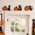Halloween Black Cat Pumpkin Door Frame Decor - Indoor Seasonal Wall Art