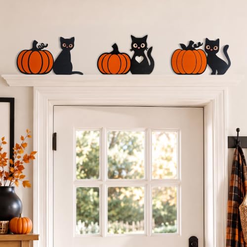 Halloween Black Cat Pumpkin Door Frame Decor - Indoor Seasonal Wall Art