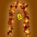 Fall Maple Garland with 80 LED String Lights - 23.2ft 4 Pack Autumn Decor