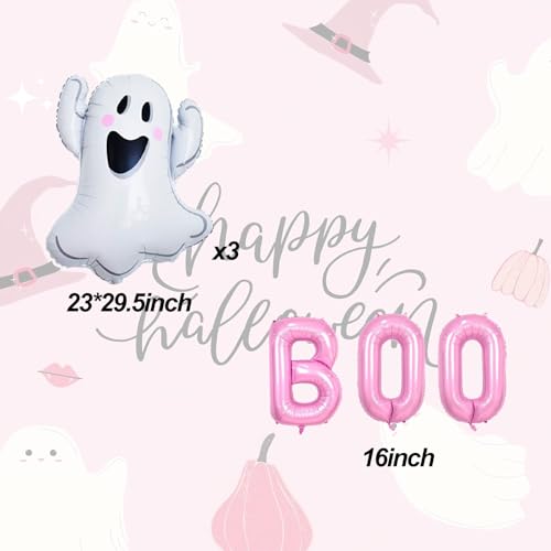 Halloween Balloons Decorations Set Pink BOO Mylar Balloons for Party