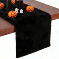 Black Faux Fur Table Runner 48 Inch Long, Fluffy Shaggy Decor - Variation: Black / 11.8 x 47.2 inch