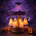 Halloween Ghost Carousel Night Light - Spinning Ghost Lantern Decor - Multicolor Spooky Lamp