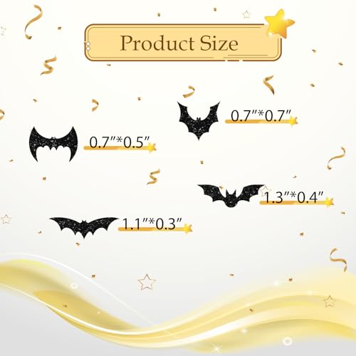 Black Glitter Bat Confetti for Party Decor - 100pcs Halloween & Baby Shower Table Scatter