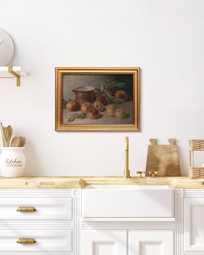 Wall Art - Vintage Gold Framed Still Life Oil Painting for Living Room, Bedroom, Kitchen - 16"L x 12"W