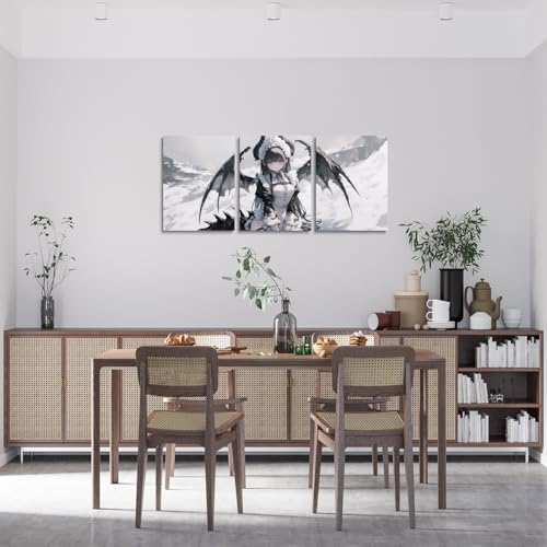 Anime Girl Wall Decor Canvas Set - White Frame, 12x16 Inches
