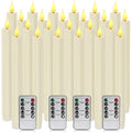 Ivory Flameless Taper Candles with Remote - Set of 24, 9.6 Inches Safe Battery Operated Decor
