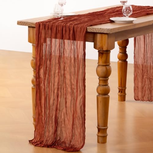 Terracotta Cheesecloth Table Runners 12 Pack - Fall Rustic Boho Decor