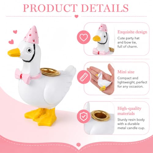 Cute Goose Cake Topper Candle Holder for Birthday & Party Decor