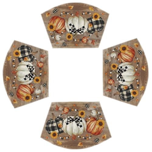 Wood Wedge Placemats Set of 4 - 12x18 Inch Fall Table Decor