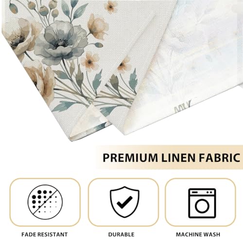 Soft-Toned Poppies Floral Spring Placemats Set of 4 - Boho Minimalist Home Decor